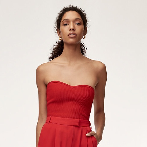 Aritzia Tops - Aritzia Babaton Olaf Ribbed Tube Top in Red